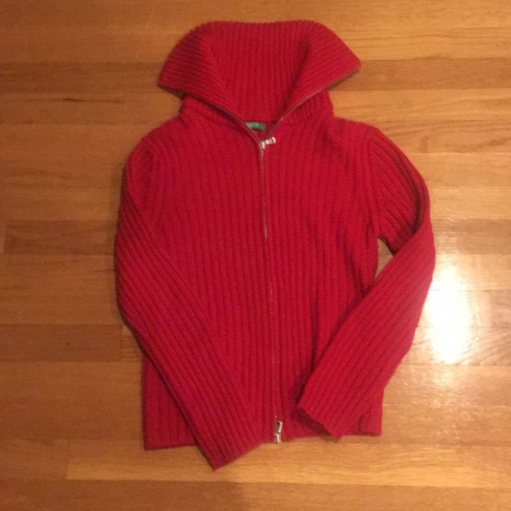 Benetton Red ZIP up cardigan